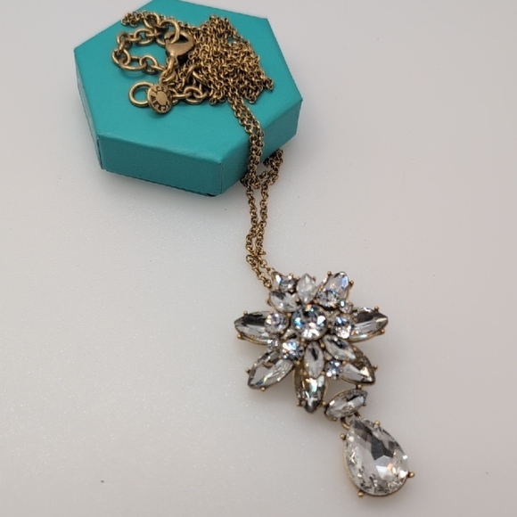 J. Crew Gold and Silver Pendant Necklace with Ornate Gemstones - Picture 1 of 7